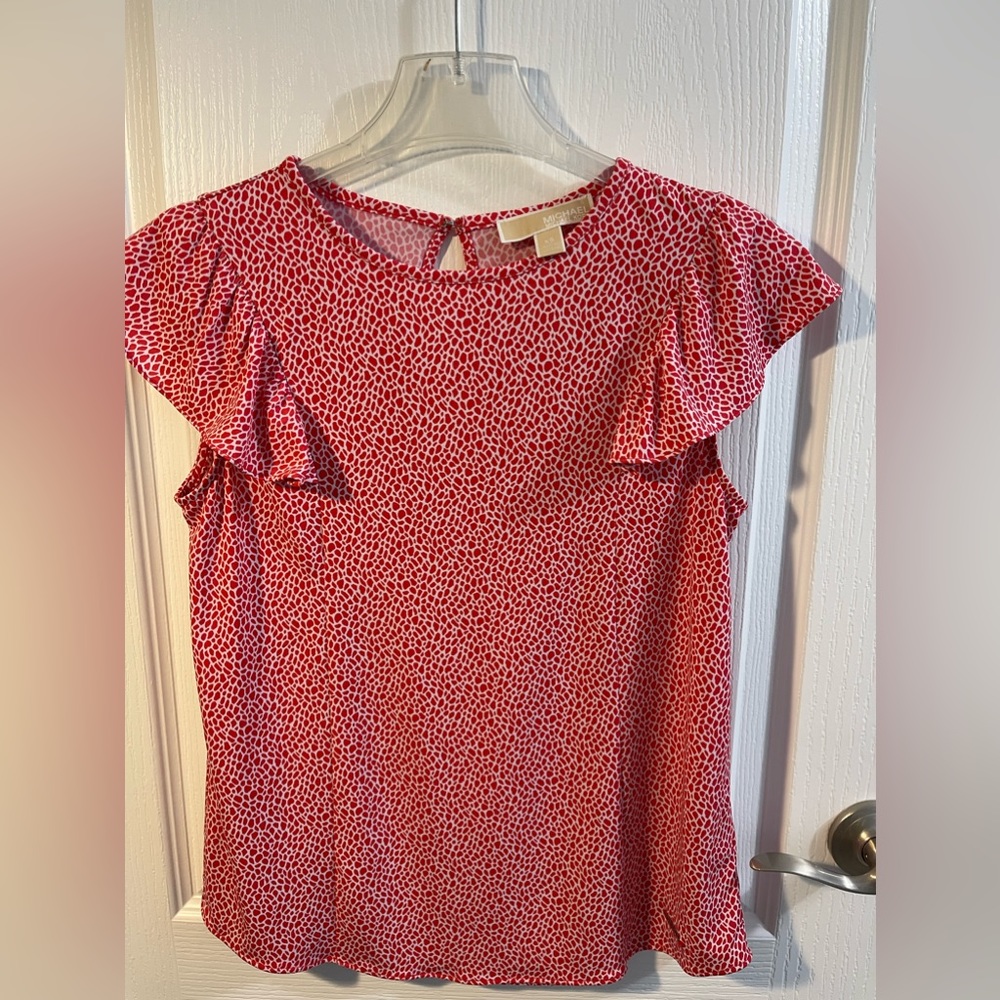 Michael Kors Red and White Top - XS